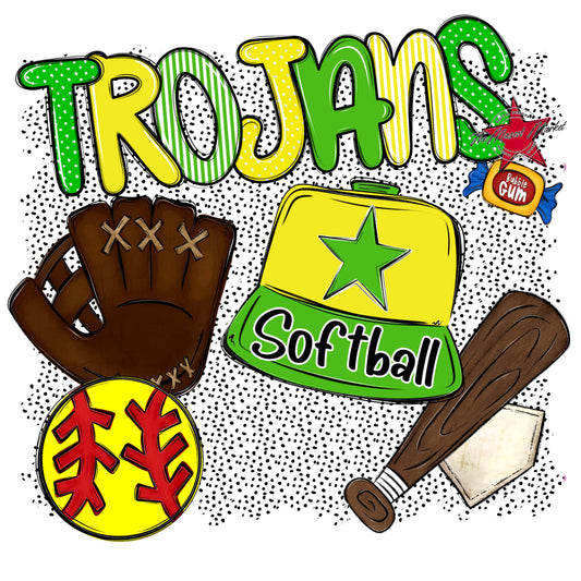 Trojans Softball Spirit-Bright Green & Bright Yellow