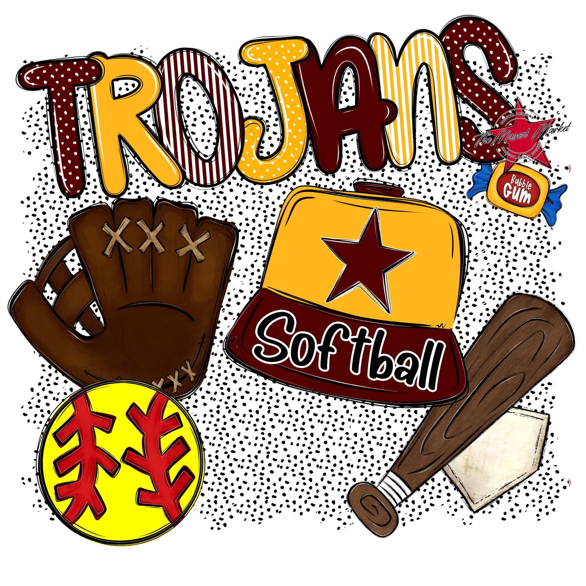Trojans Softball Spirit-Maroon & Yellow