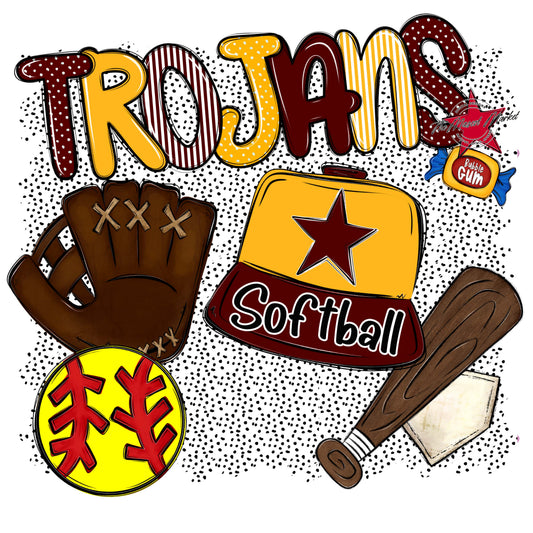 Trojans Softball Spirit-Maroon & Yellow