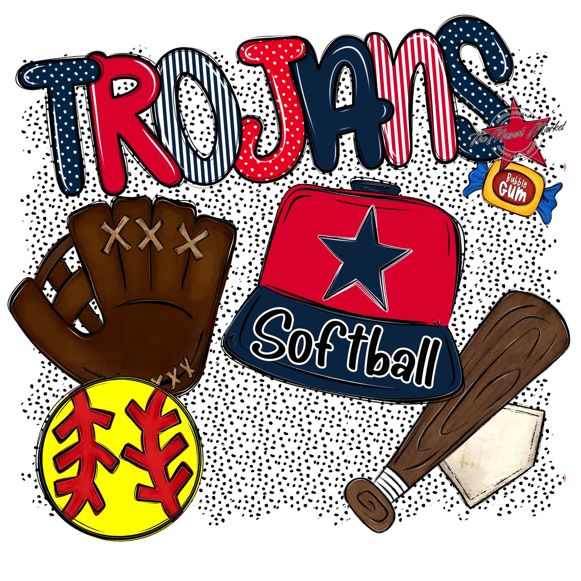 Trojans Softball Spirit-Navy & Red