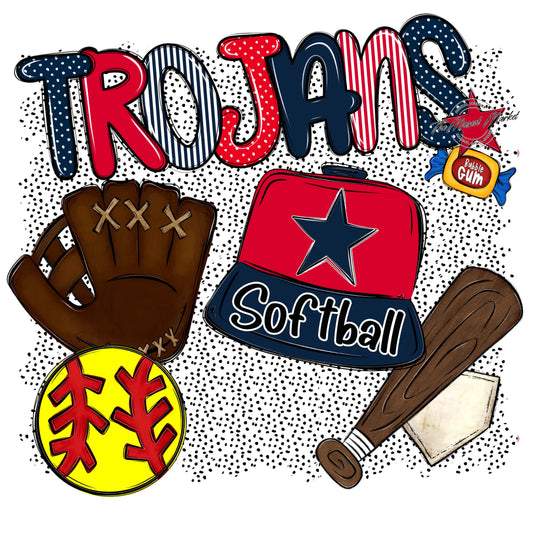 Trojans Softball Spirit-Navy & Red