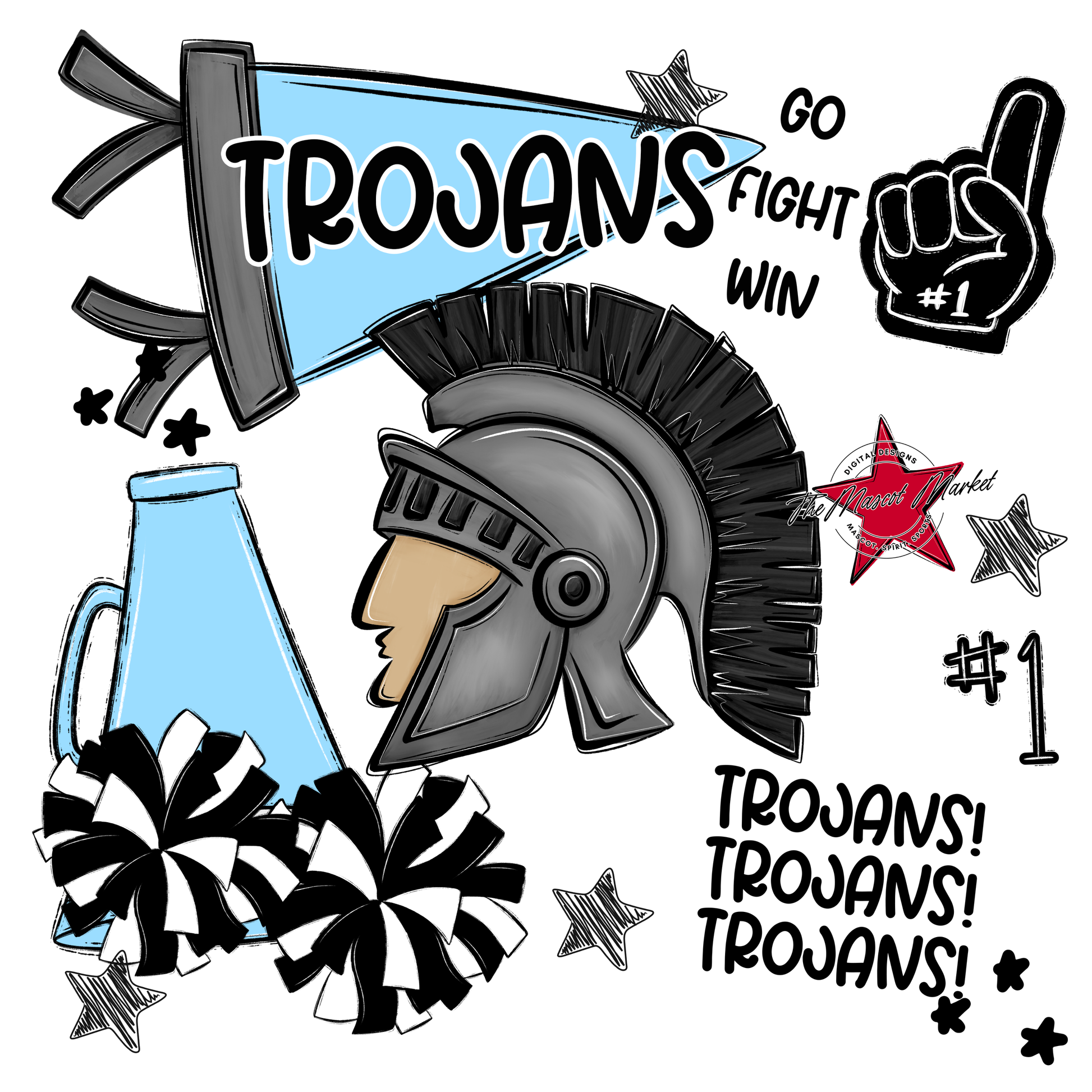 Trojans Spirit Design-Columbia Blue