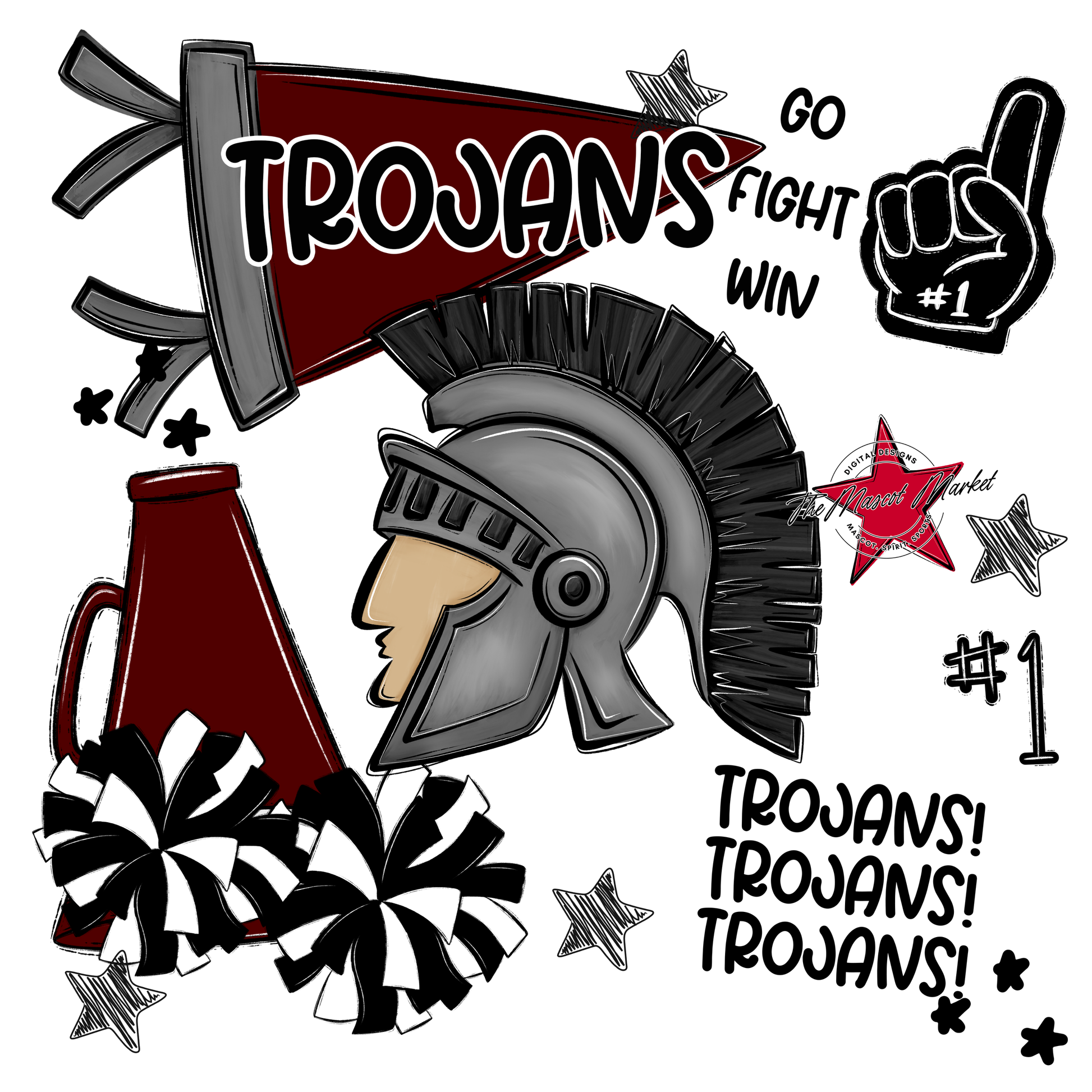 Trojans Spirit Design-Maroon