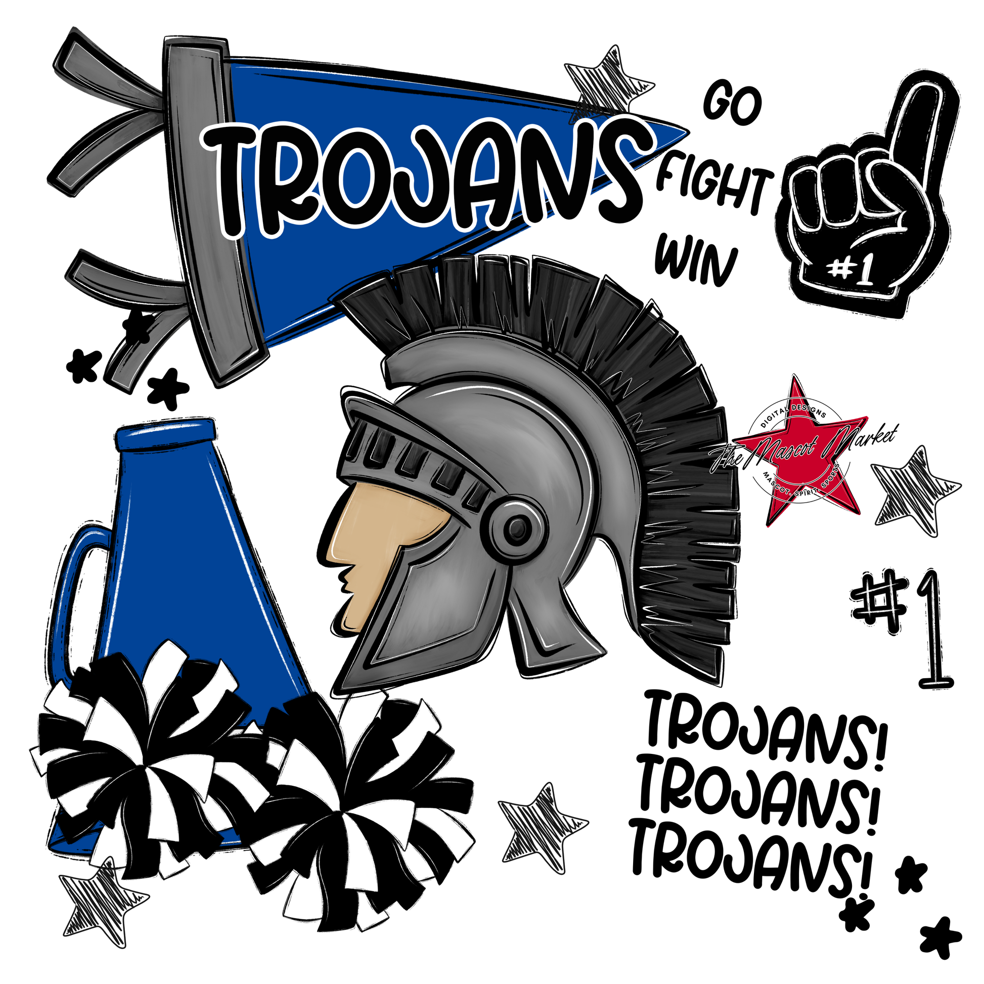 Trojans Spirit Design-Off Blue