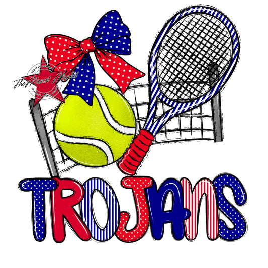 Trojans Tennis Spirit Design-Blue & Red