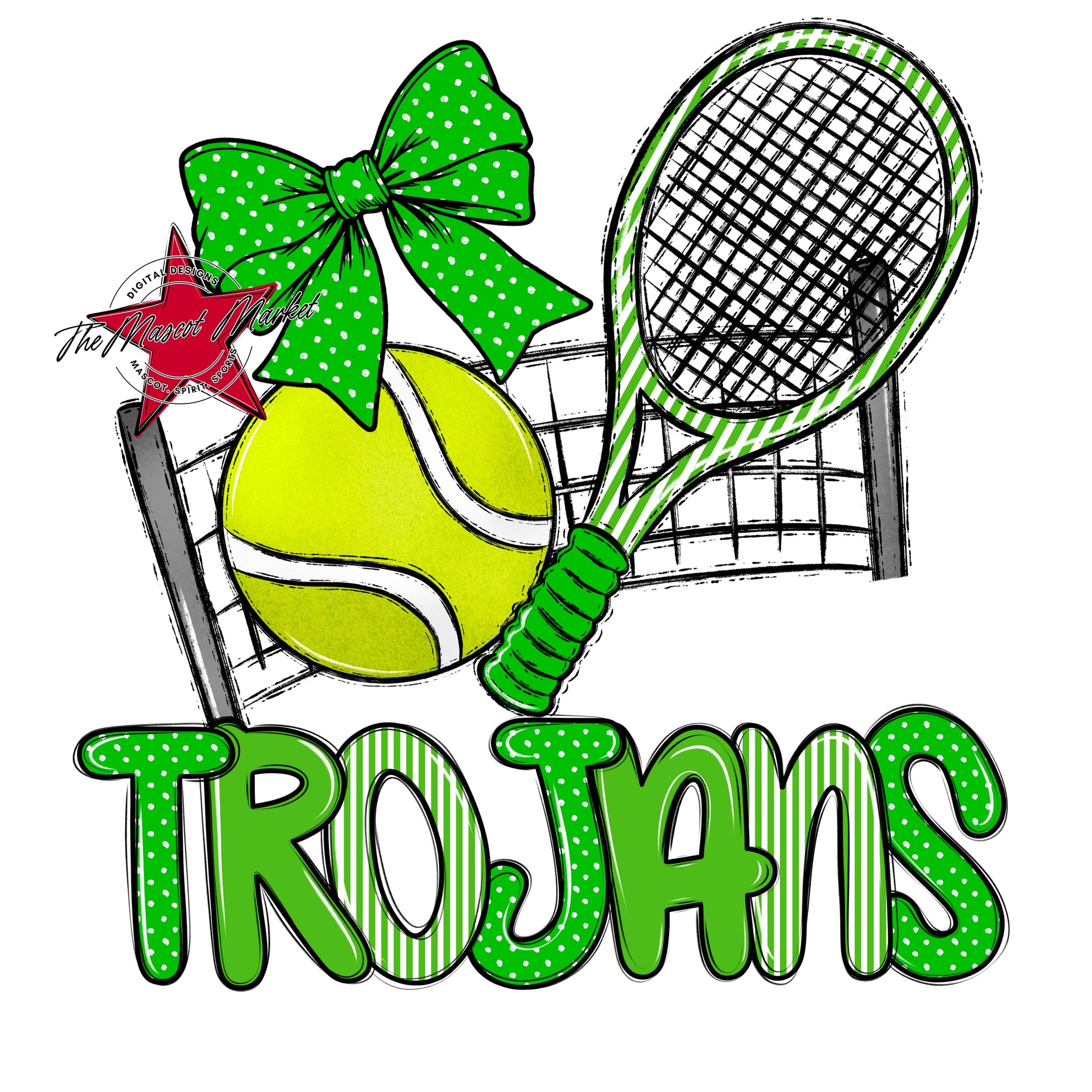 Trojans Tennis Spirit Design-Bright Green