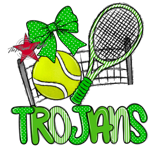 Trojans Tennis Spirit Design-Bright Green
