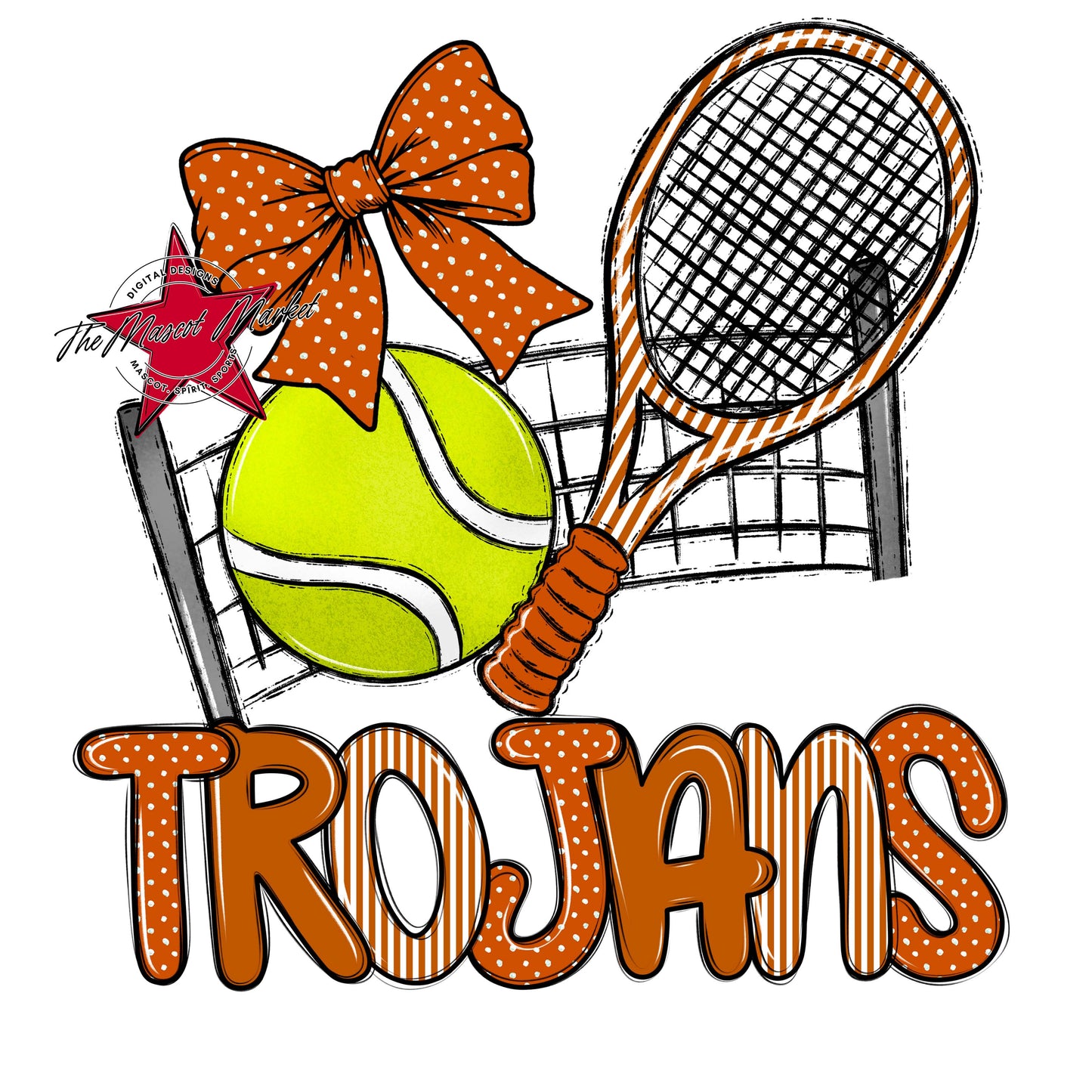 Trojans Tennis Spirit Design-Burnt Orange