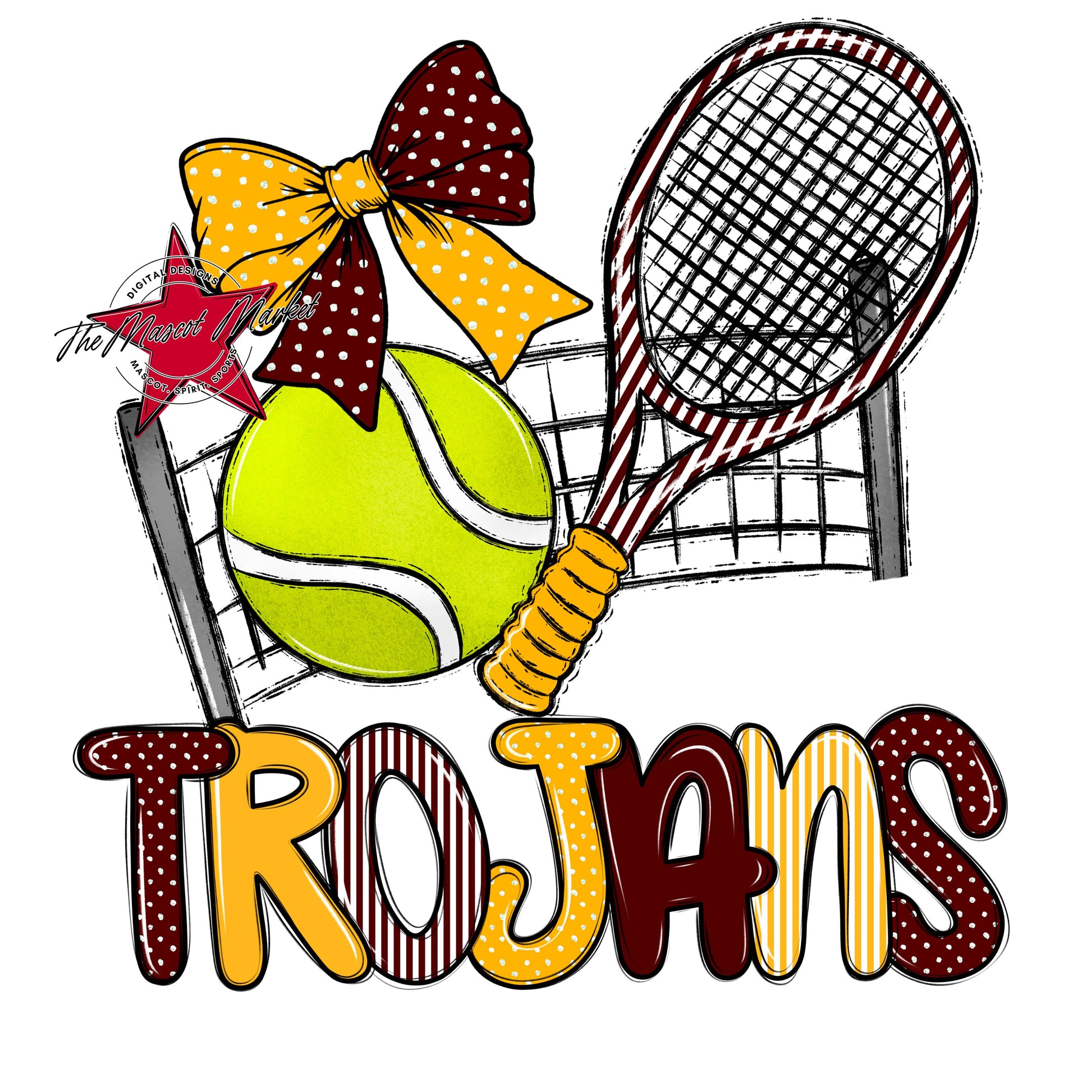 Trojans Tennis Spirit Design-Maroon & Yellow