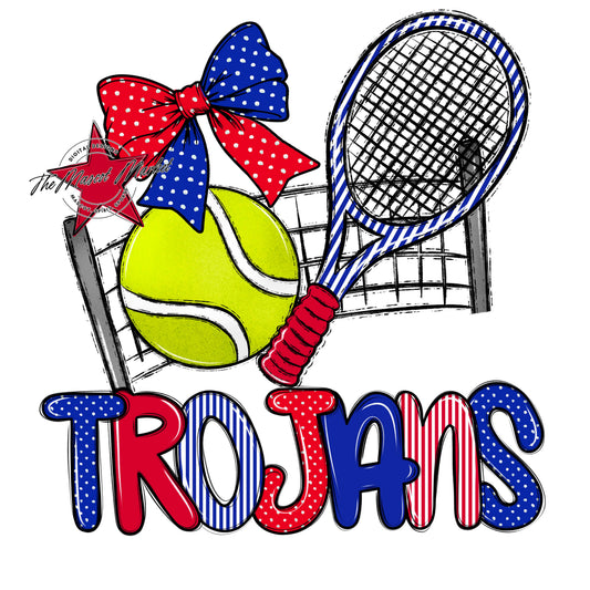 Trojans Tennis Spirit Design-Royal Blue & Red