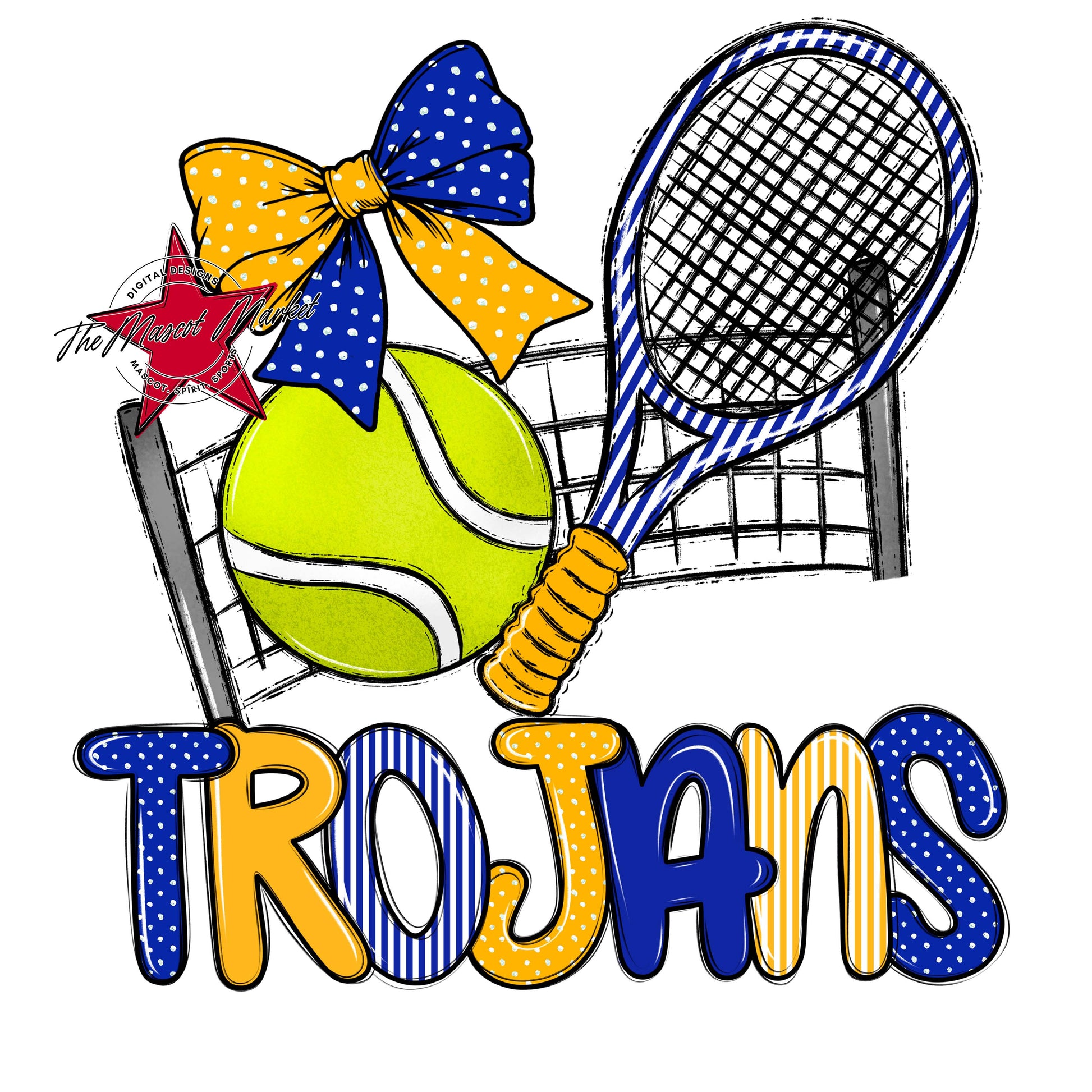 Trojans Tennis Spirit Design-Royal Blue & Yellow
