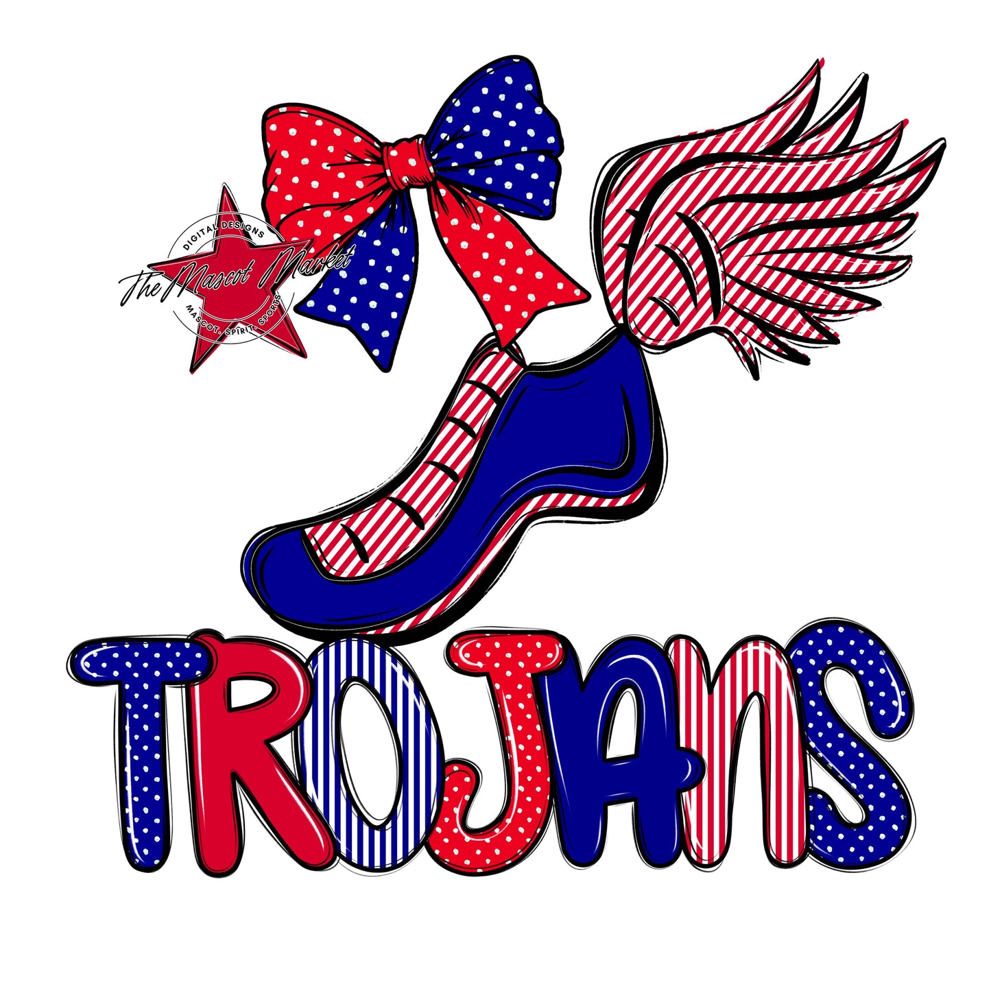 Trojans Track Spirit Design-Blue & Red