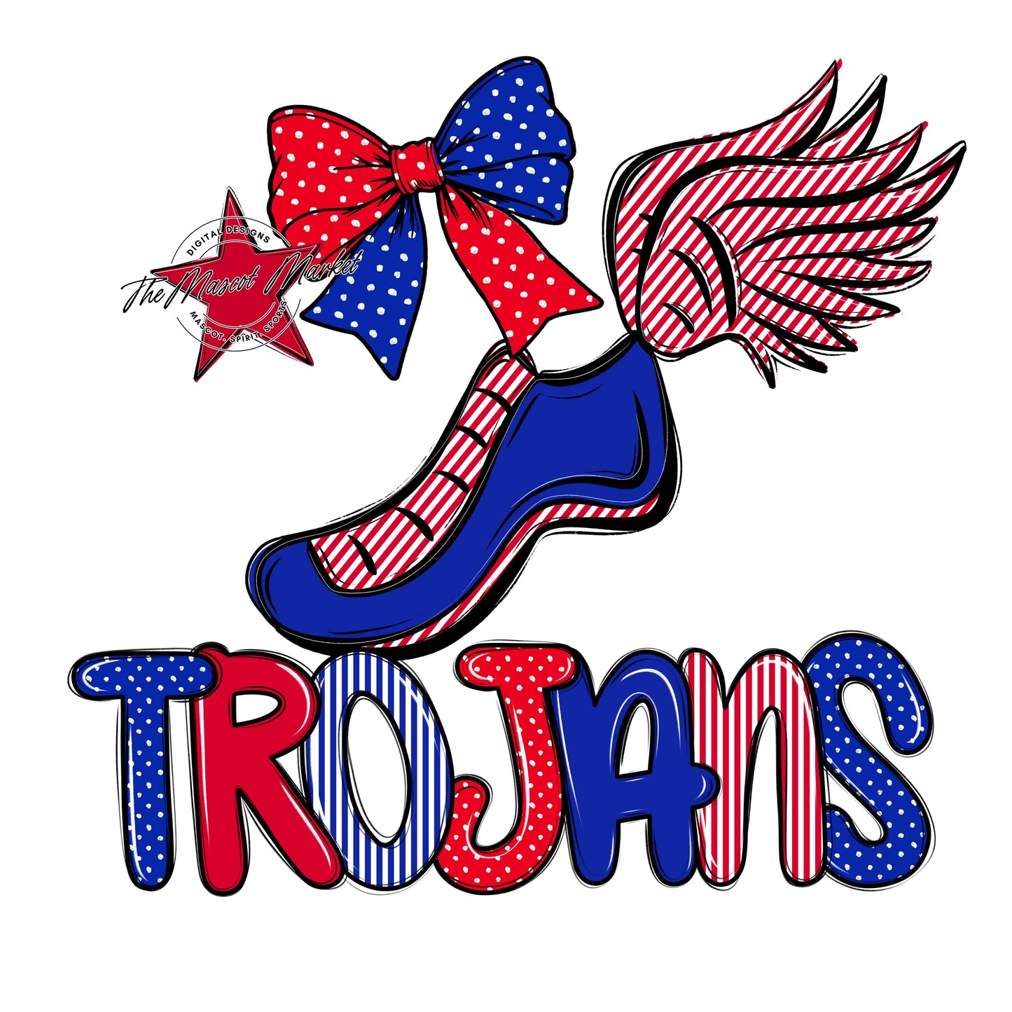 Trojans Track Spirit Design-Royal Blue & Red
