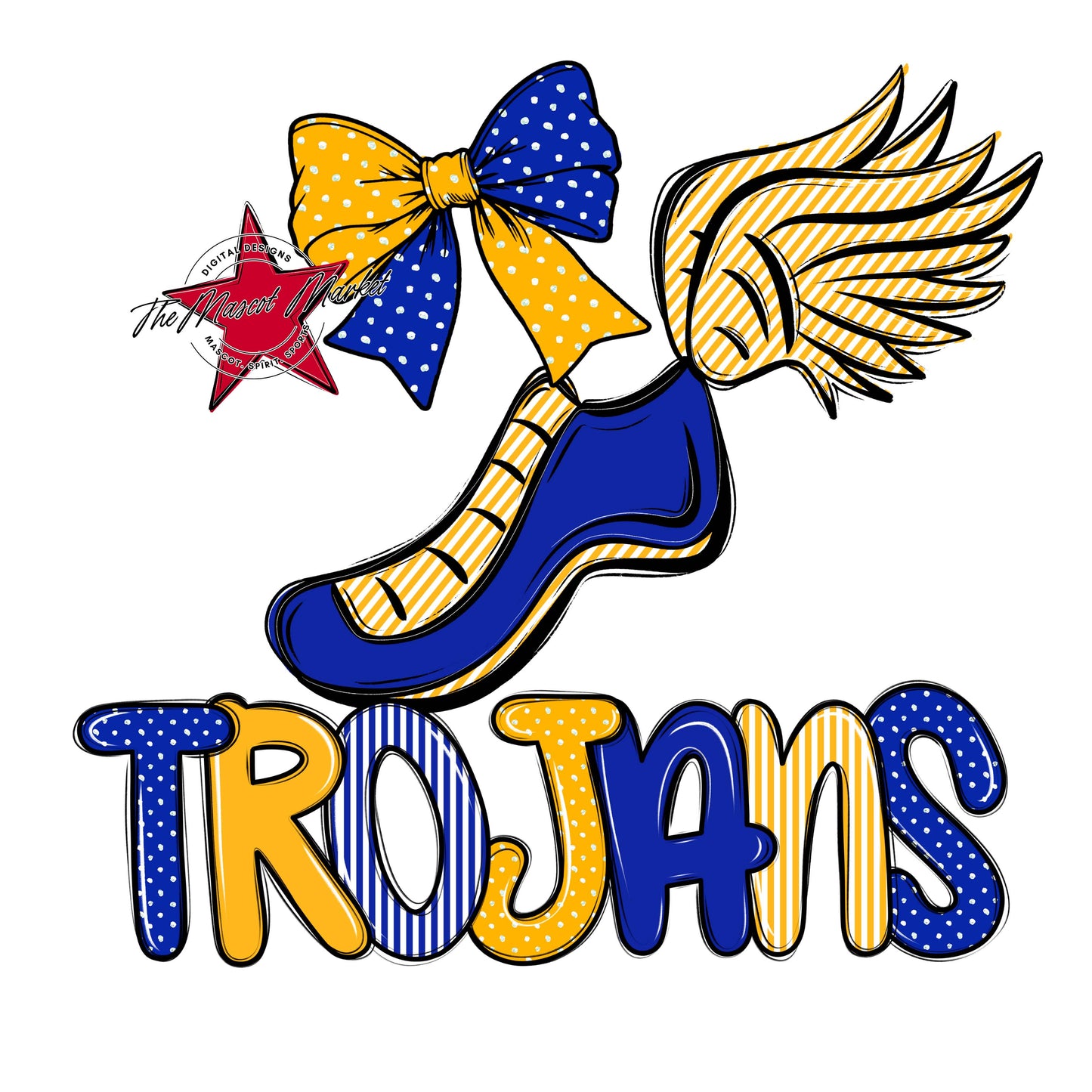 Trojans Track Spirit Design-Royal Blue & Yellow