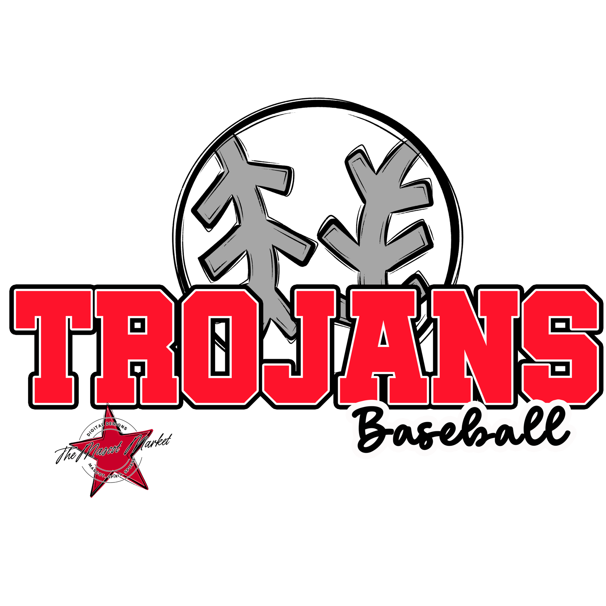 Trojans Varsity Baseball-Bright Red