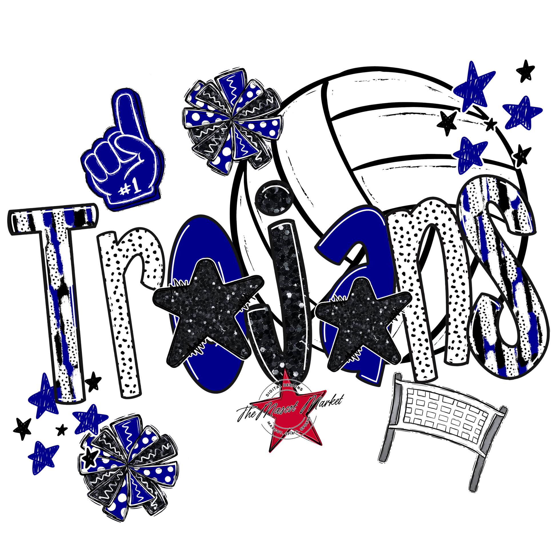 Trojans Volleyball Scrape-Blue