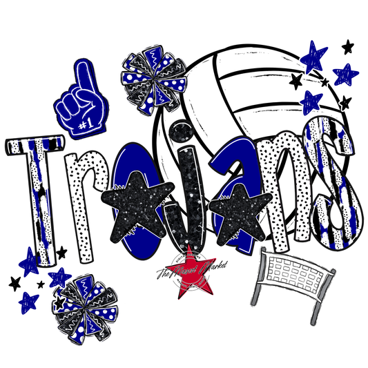 Trojans Volleyball Scrape-Blue