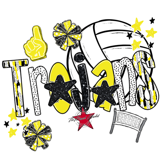 Trojans Volleyball Scrape-Bright Yellow