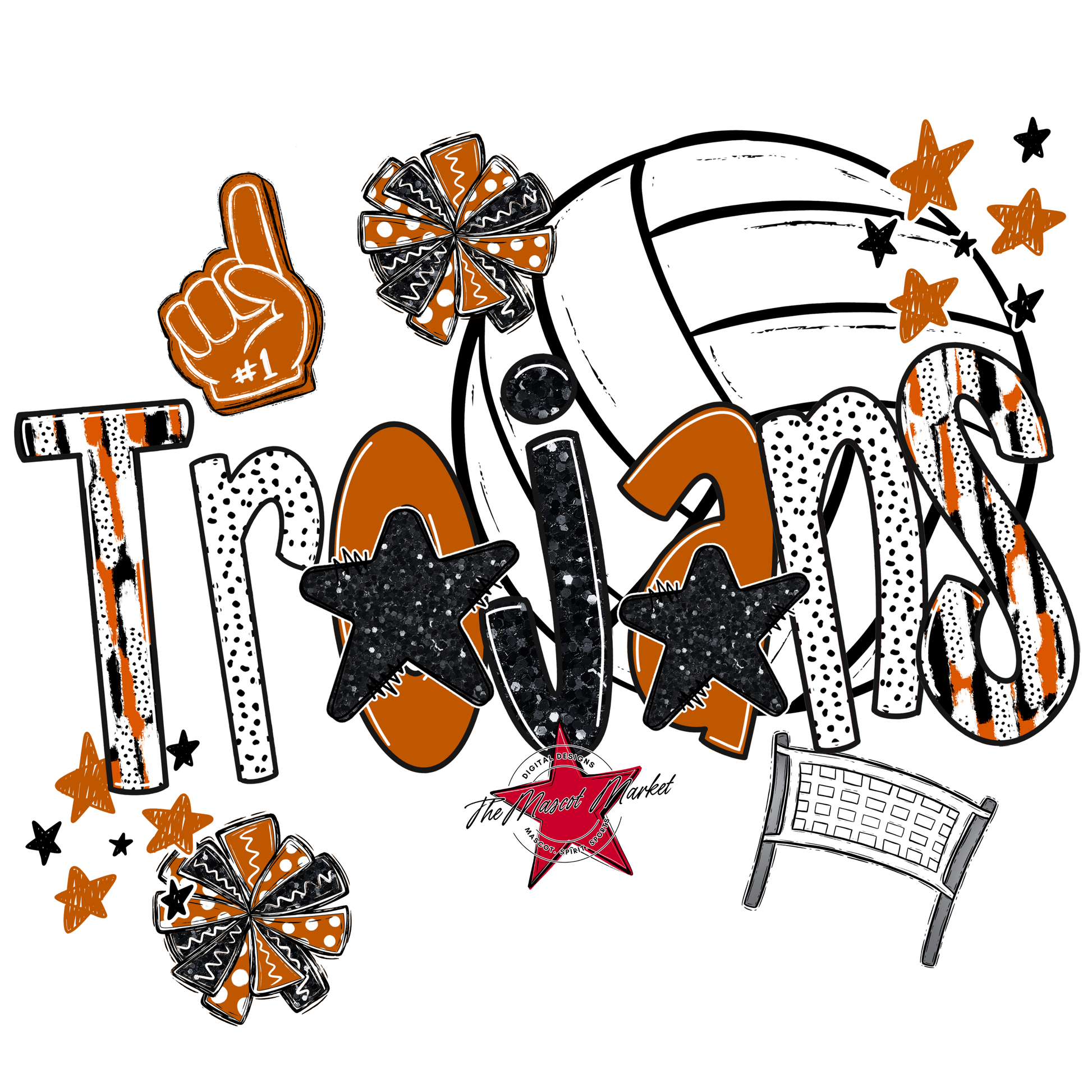 Trojans Volleyball Scrape-Burnt Orange