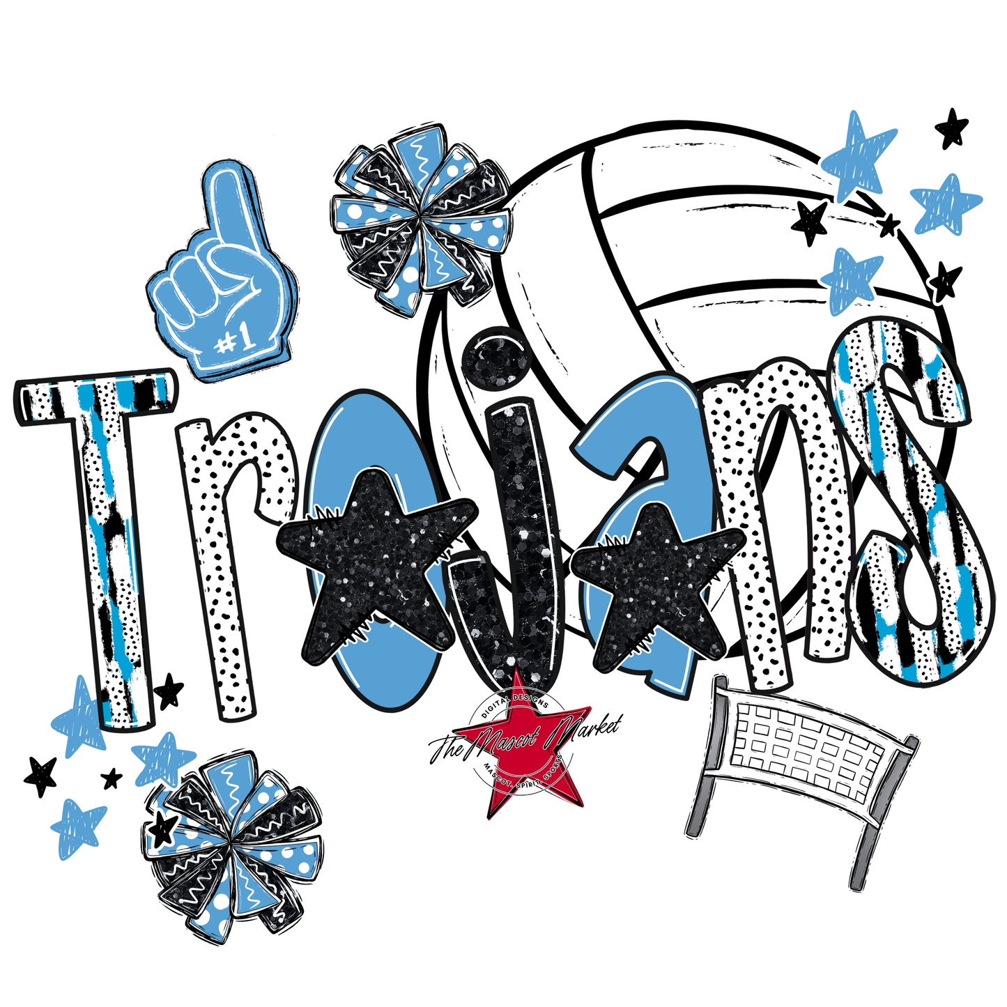 Trojans Volleyball Scrape-Carolina Blue