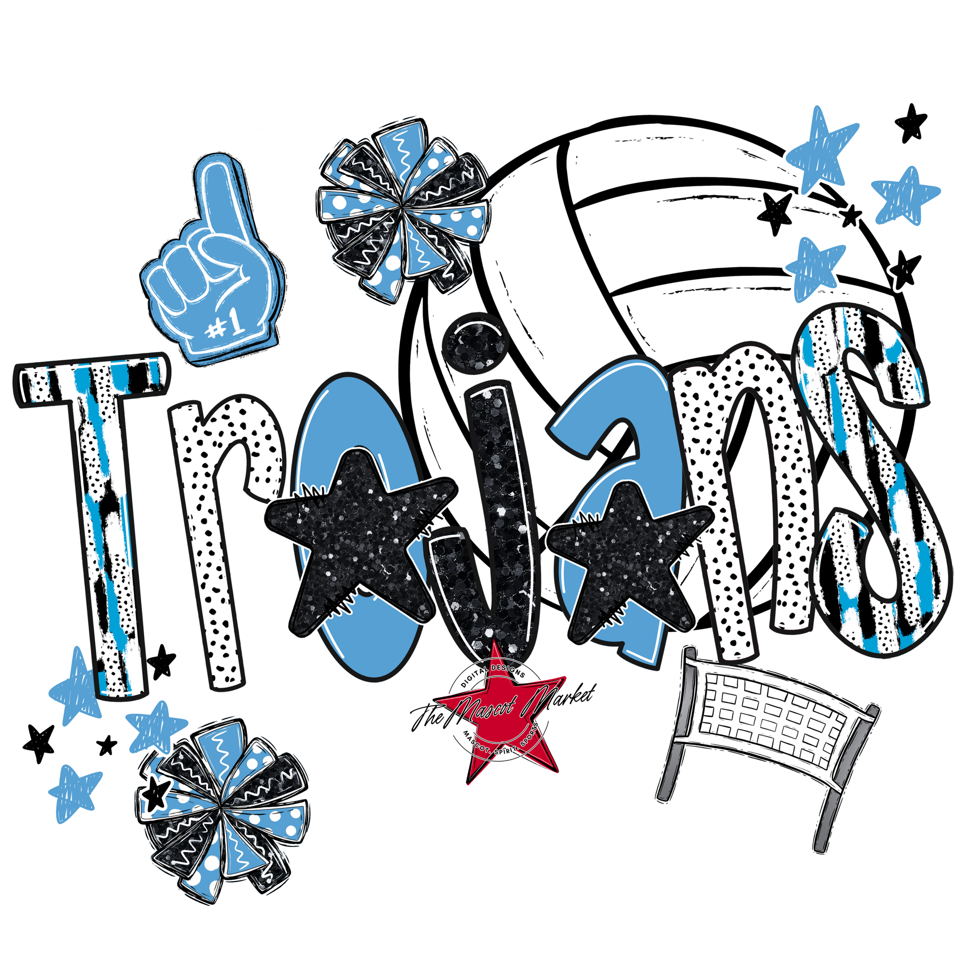 Trojans Volleyball Scrape-Carolina Blue