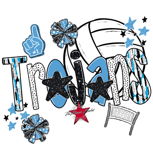 Trojans Volleyball Scrape-Carolina Blue