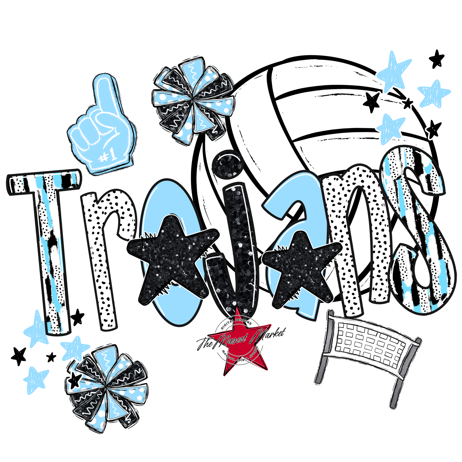 Trojans Volleyball Scrape-Columbia Blue