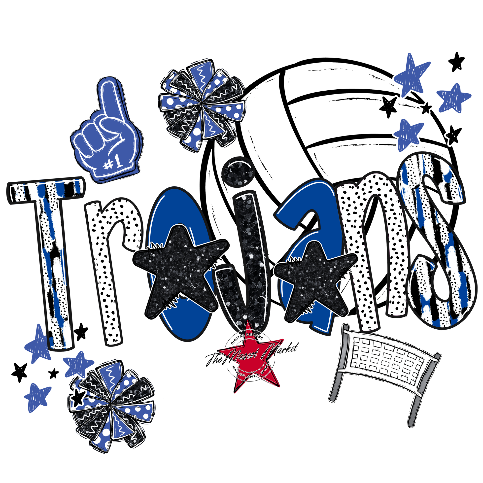 Trojans Volleyball Scrape-Off Blue