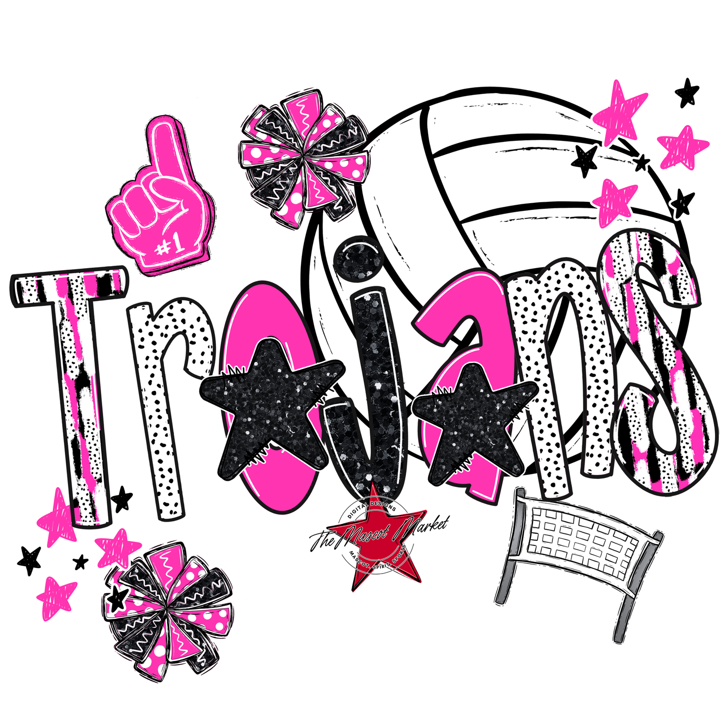 Trojans Volleyball Scrape-Pink