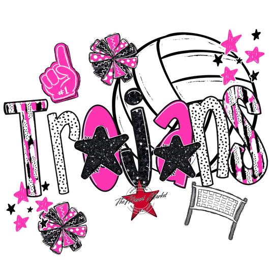 Trojans Volleyball Scrape-Pink