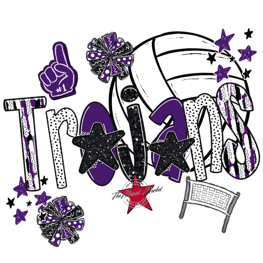 Trojans Volleyball Scrape-Purple