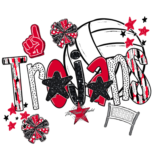 Trojans Volleyball Scrape-Red