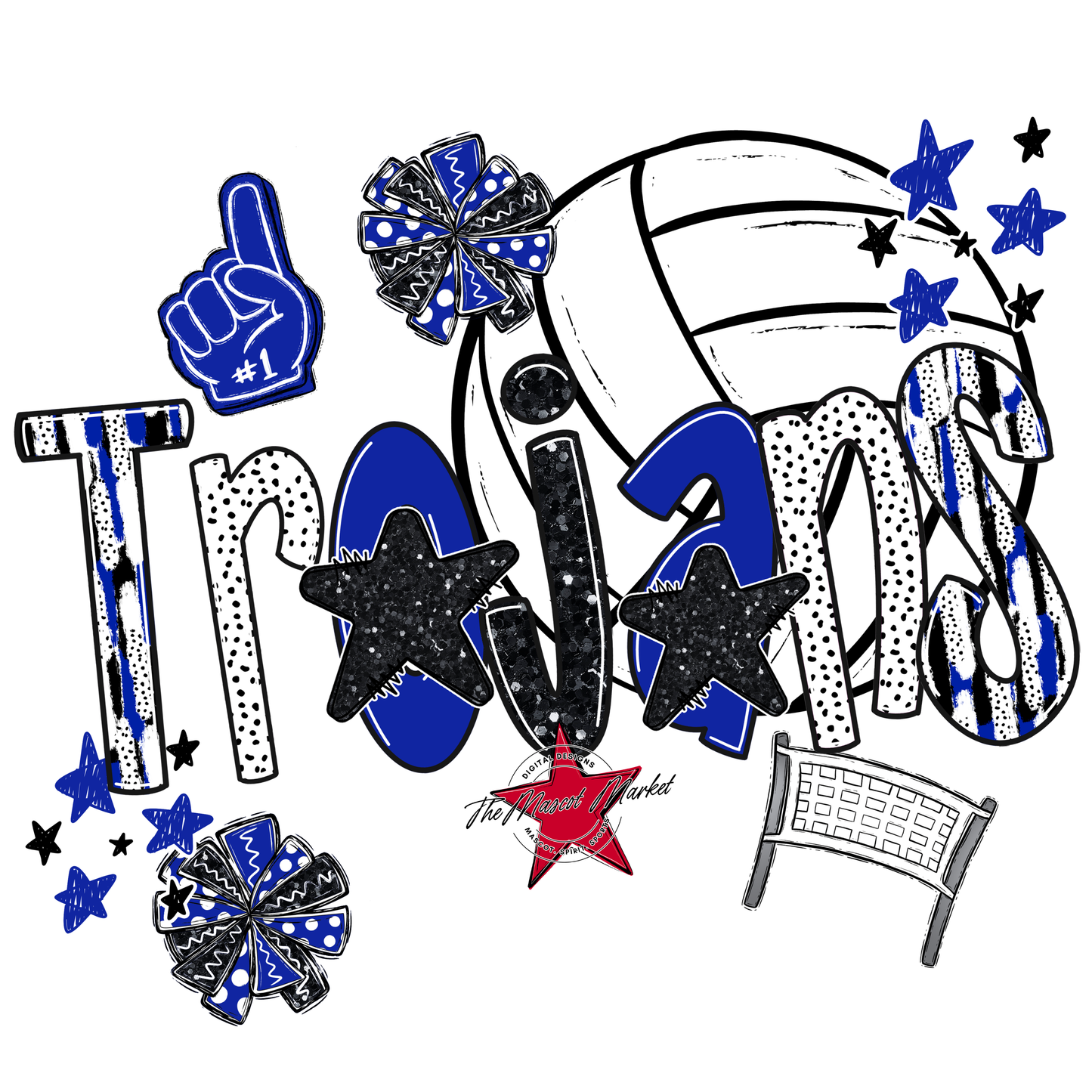 Trojans Volleyball Scrape-Royal Blue