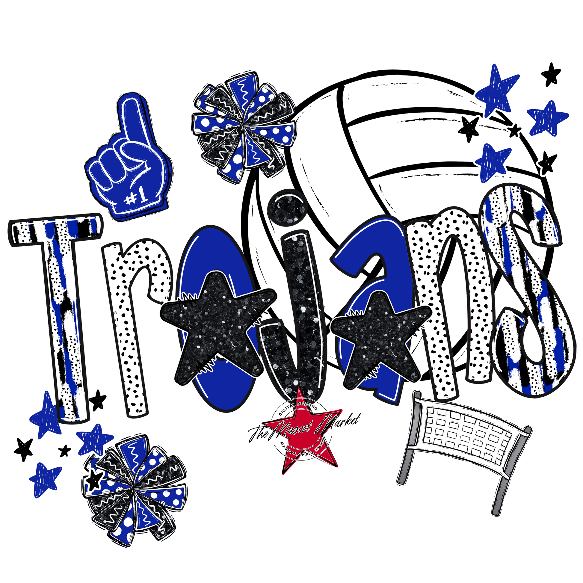 Trojans Volleyball Scrape-Royal Blue