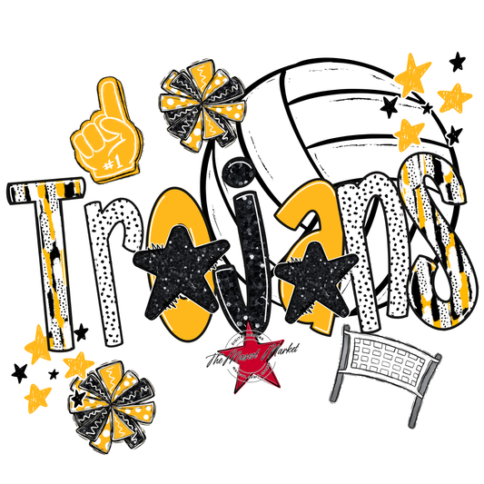 Trojans Volleyball Scrape-Yellow