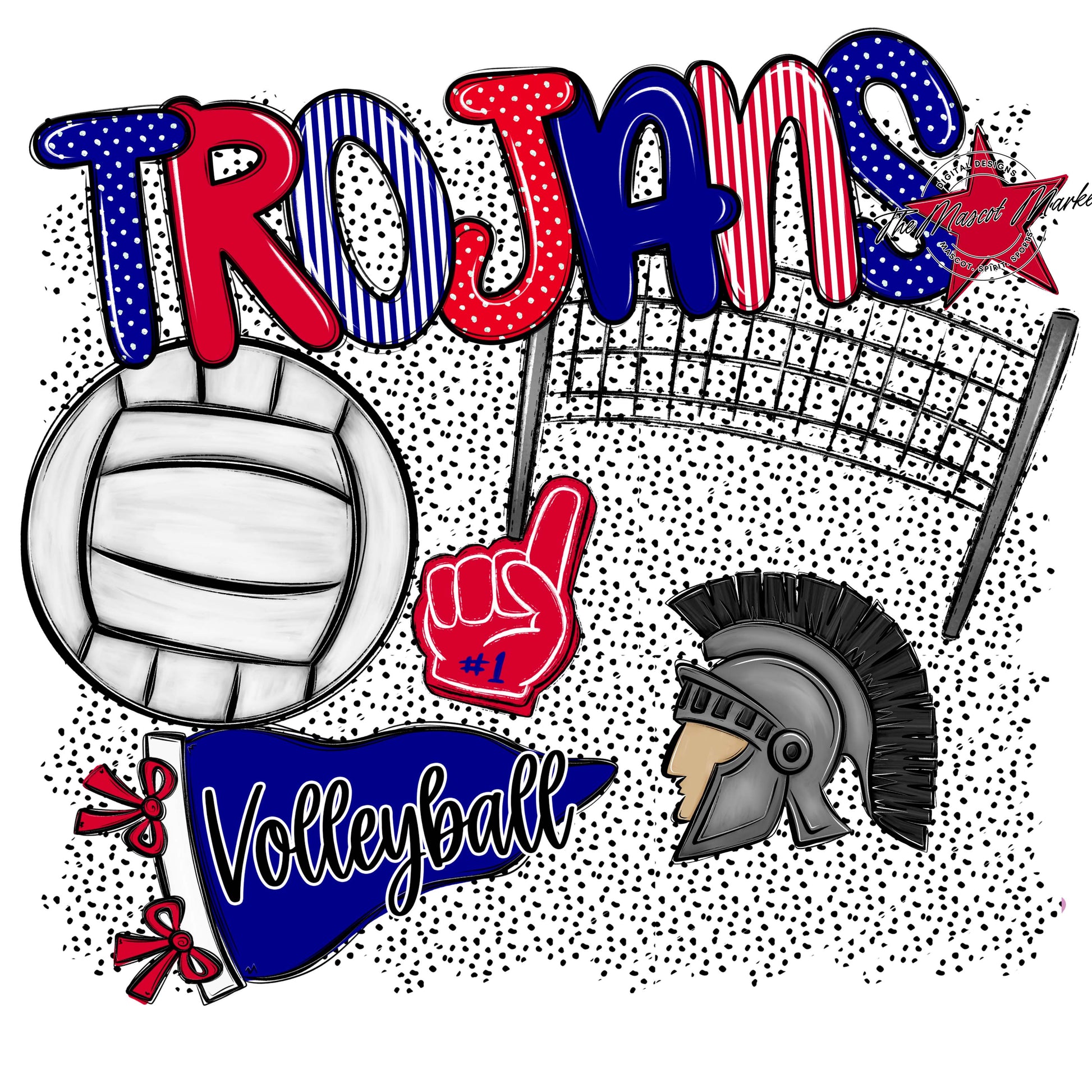 Trojans Volleyball Spirit-Blue & Red