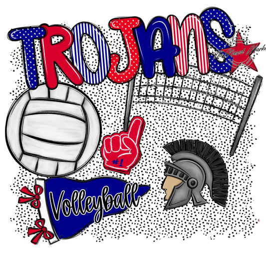 Trojans Volleyball Spirit-Blue & Red