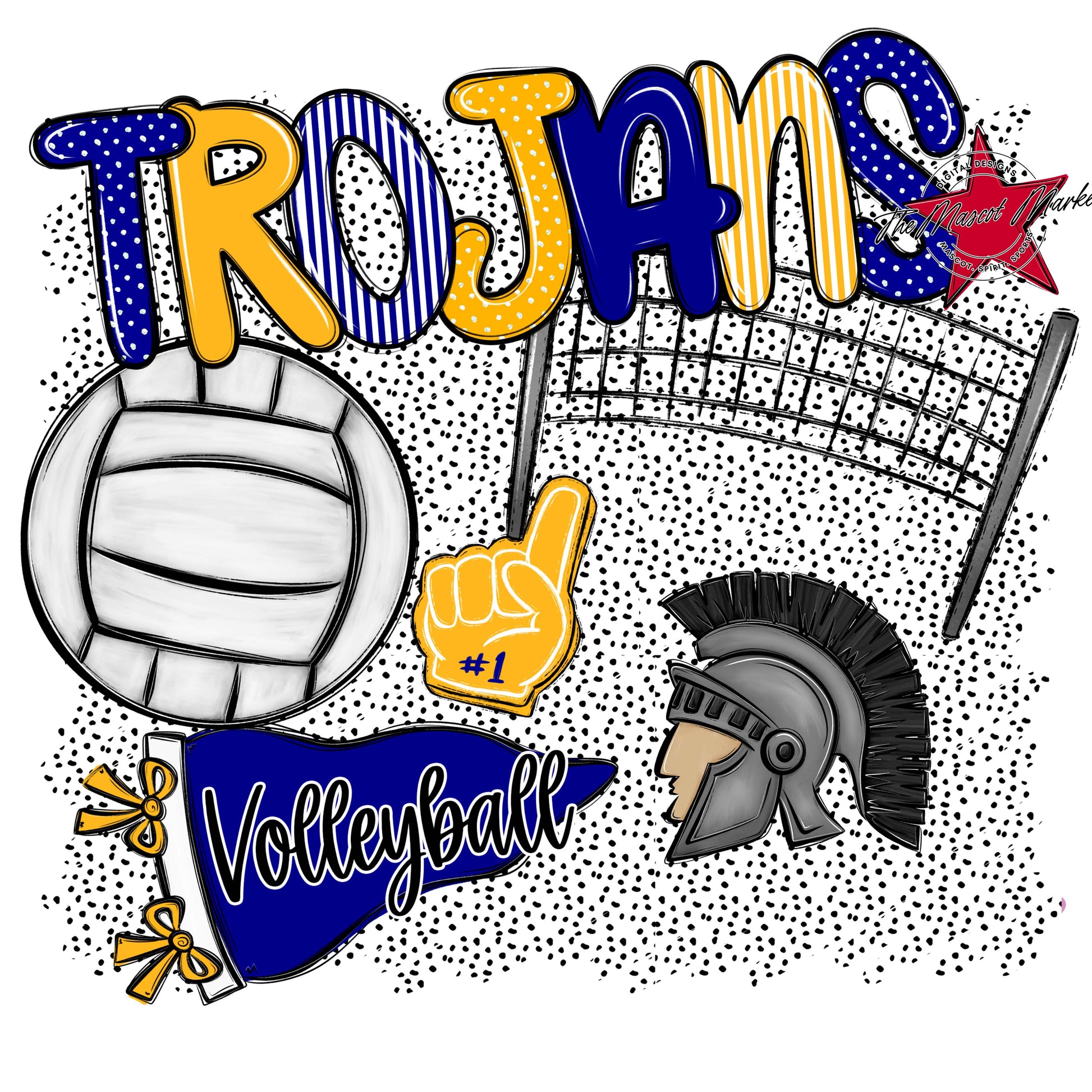 Trojans Volleyball Spirit-Blue & Yellow