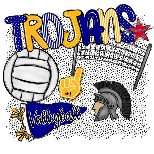 Trojans Volleyball Spirit-Blue & Yellow