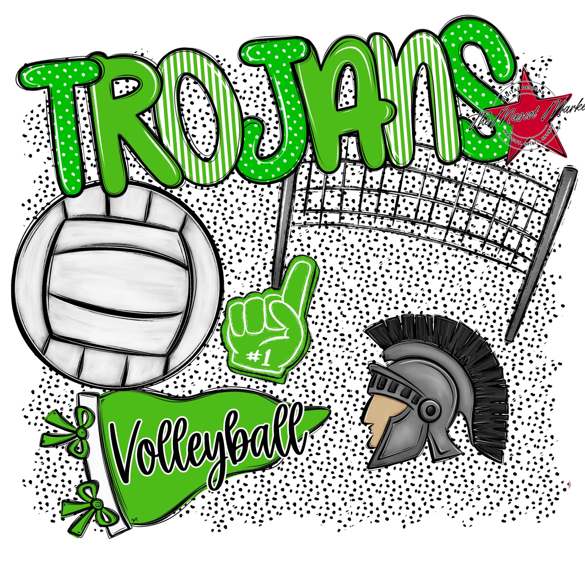 Trojans Volleyball Spirit-Bright Green
