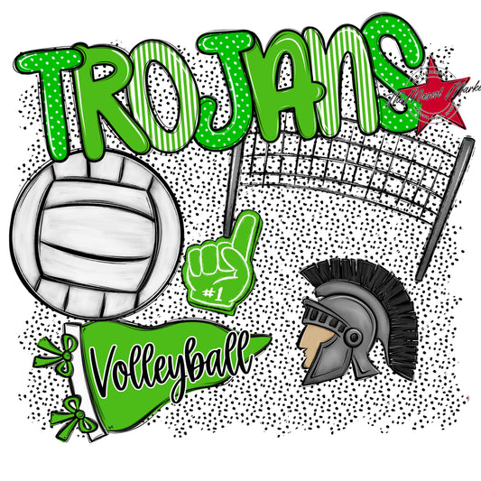 Trojans Volleyball Spirit-Bright Green