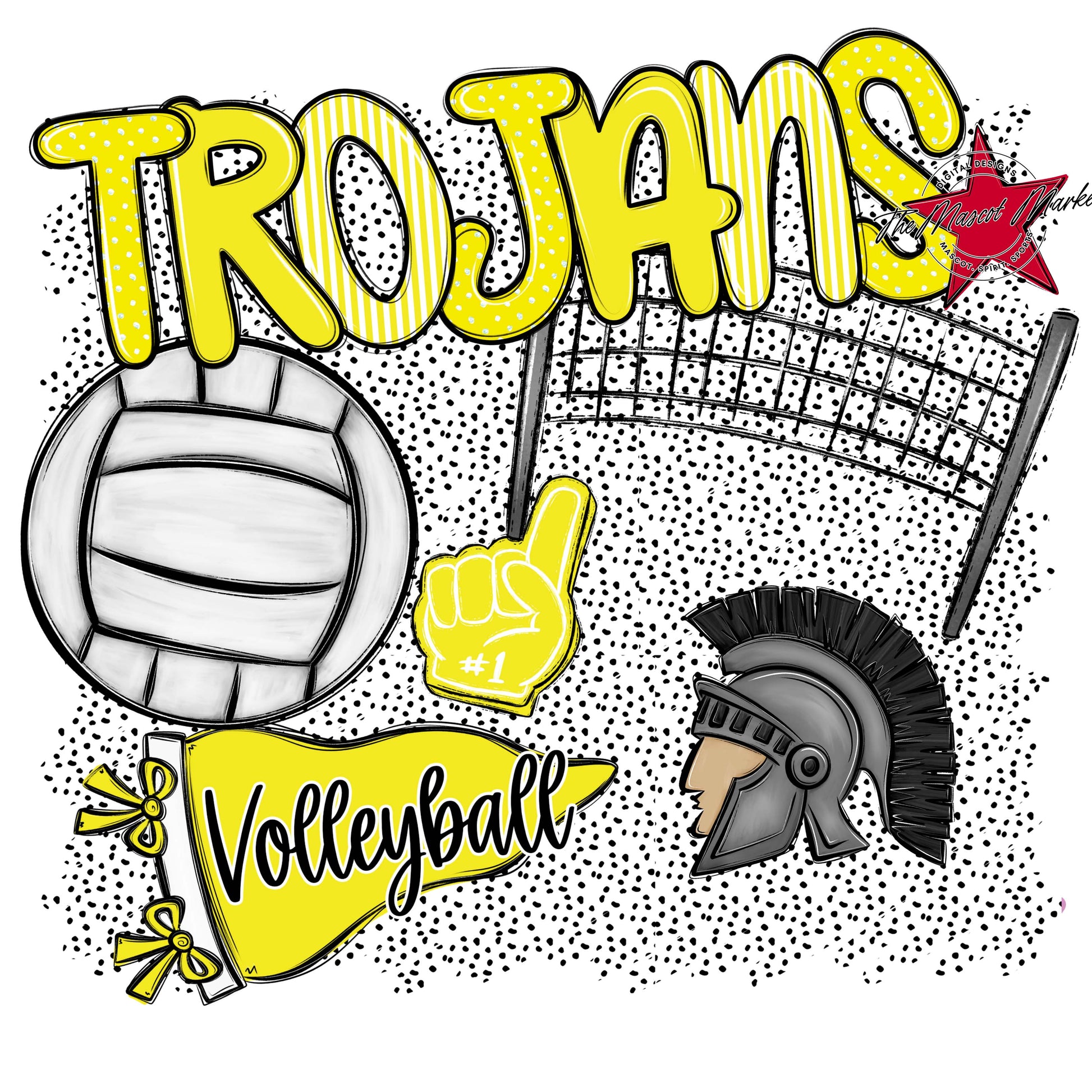 Trojans Volleyball Spirit-Bright Yellow