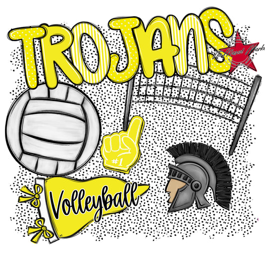 Trojans Volleyball Spirit-Bright Yellow
