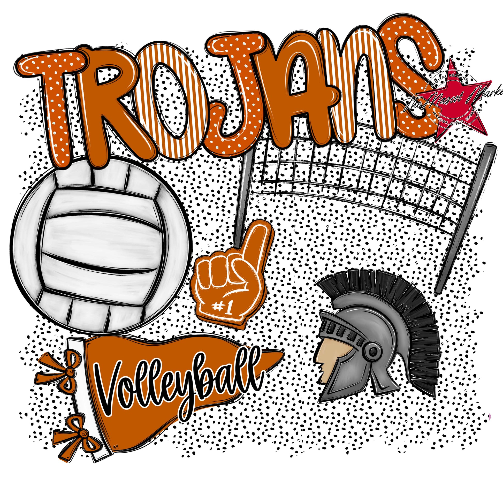 Trojans Volleyball Spirit-Burnt Orange