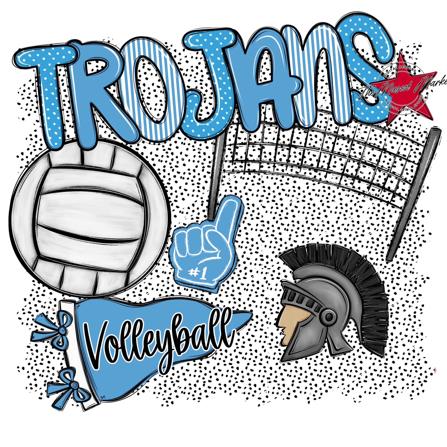 Trojans Volleyball Spirit-Carolina Blue