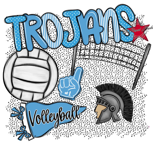 Trojans Volleyball Spirit-Carolina Blue