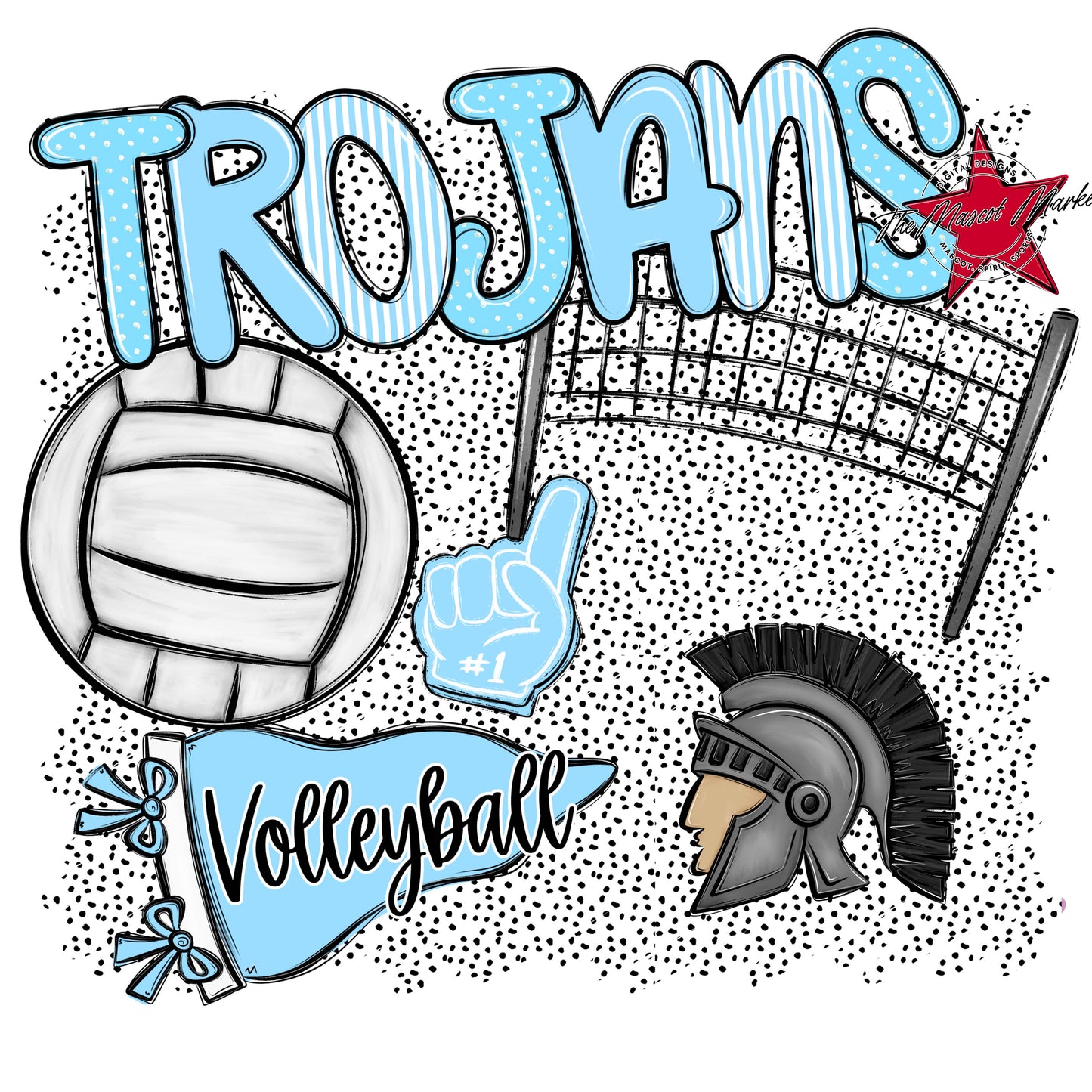 Trojans Volleyball Spirit-Columbia Blue