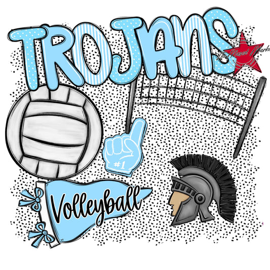 Trojans Volleyball Spirit-Columbia Blue