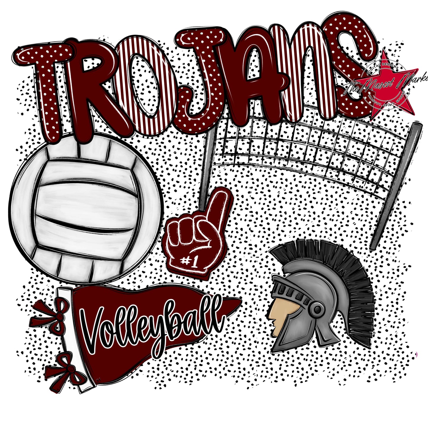 Trojans Volleyball Spirit-Maroon