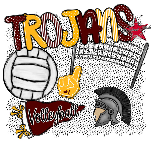 Trojans Volleyball Spirit-Maroon & Yellow